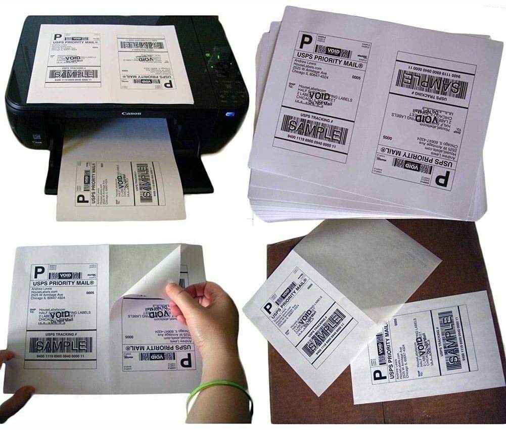 1000 Premium 8.5″ X 5.5″ Half Sheet Self Adhesive Shipping Labels 2 Per Sheet