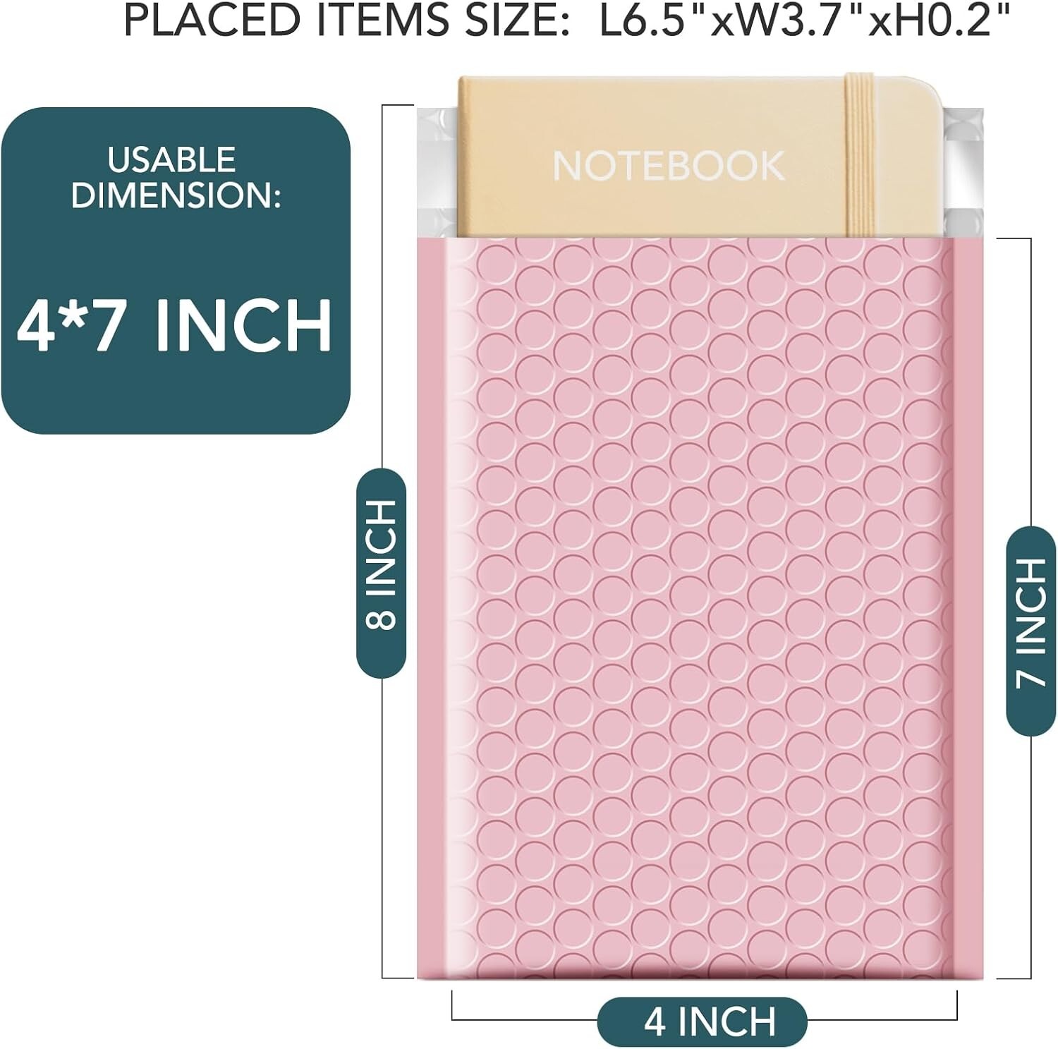 Poly Bubble Mailer 4×8″ 200pcs Small Padded Envelope Mailing Bags Light Pink#000