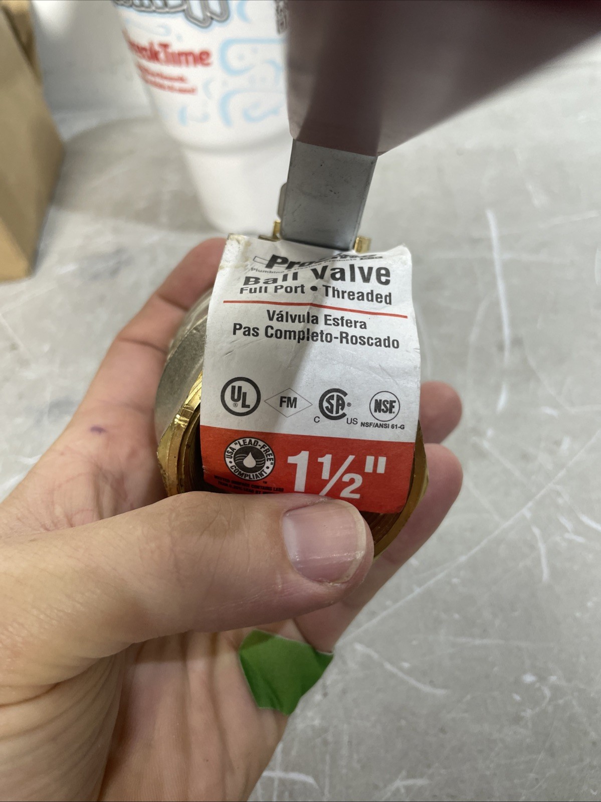 NOS Proline 107-007NL 1-1/2″ FIP x 1-1/2″ Brass FIP Ball Valve Full Port Lever