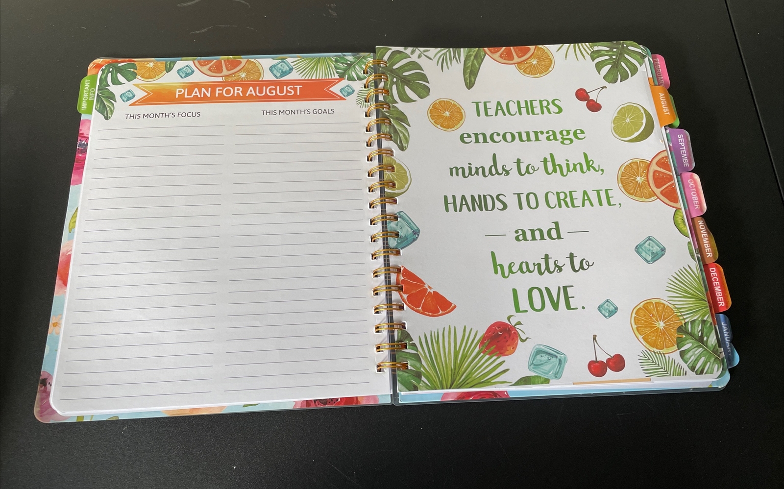 Undated Teacher Planner Daily Weekly Monthly Spiral Bloom Planner 11″×9″