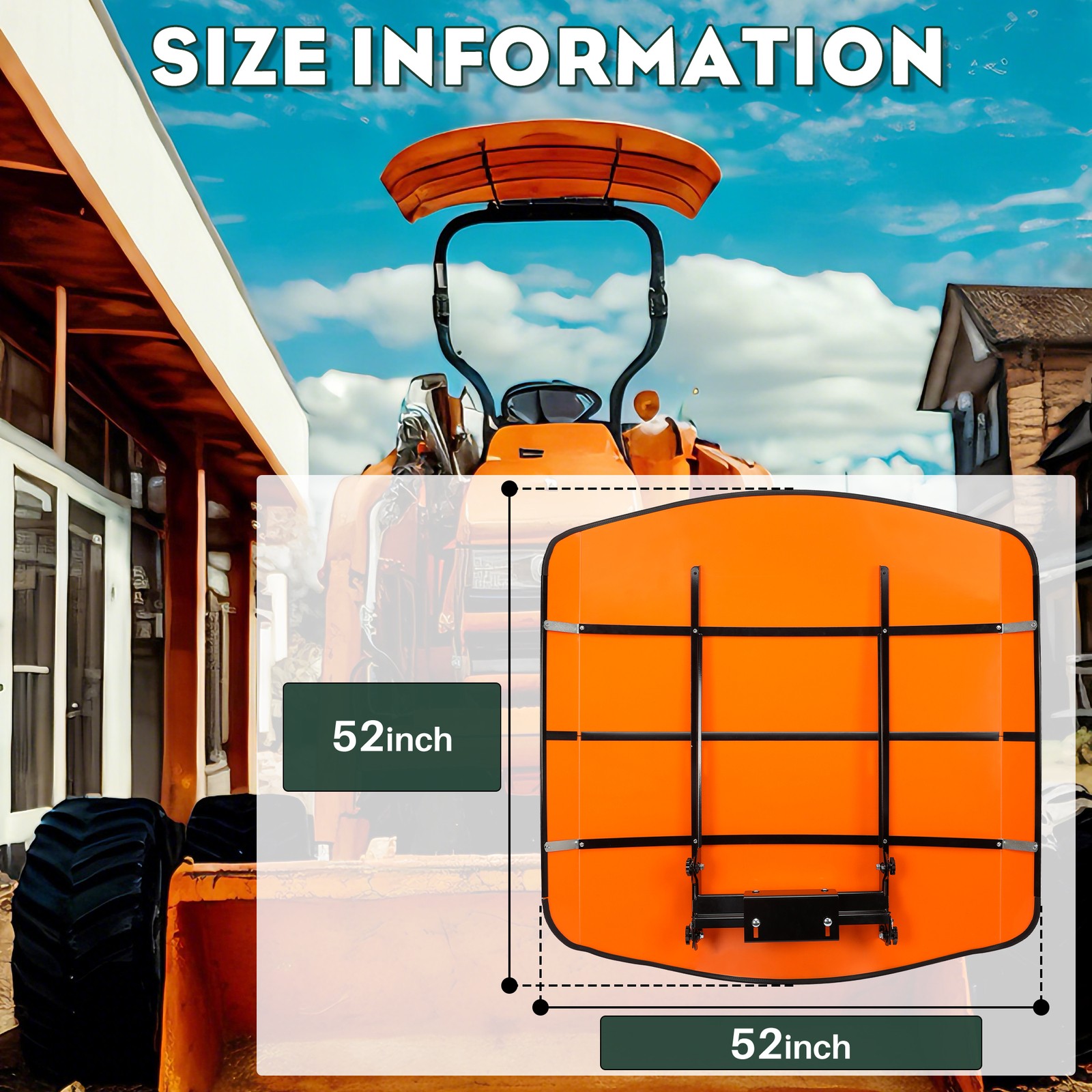 For Kubota, Kioti, Agco Tuff Top Tractor Canopy 48-3/8″ X 48-3/8″ -Orange