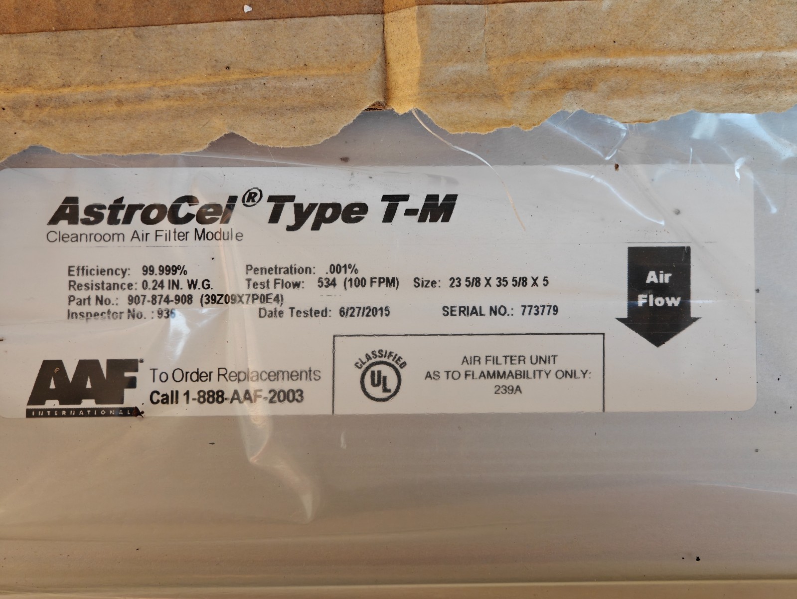 AAF AstroCel Type T-M HEPA Air Filter 23 5/8 x 35 5/8 x 5 Cleanroom | NEW