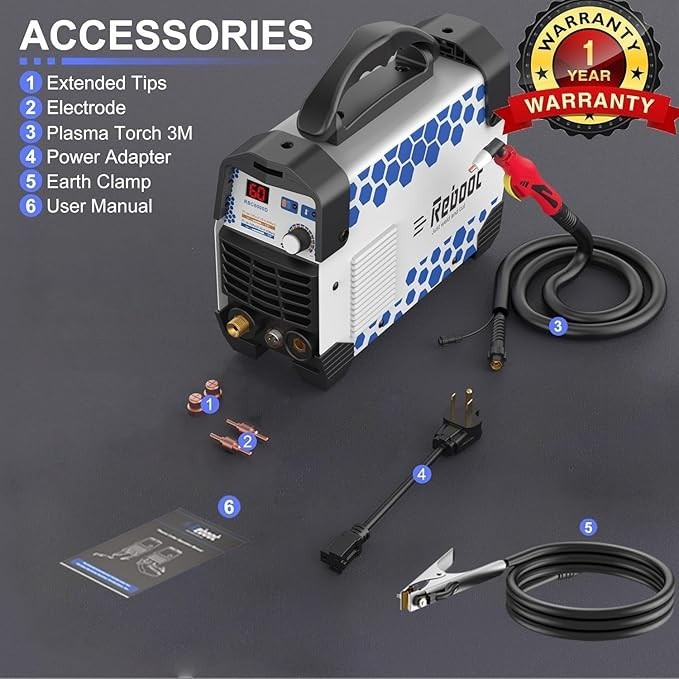 Reboot 60A Plasma Cutter Dual Voltage 120V/240V, 1/2″ Clean Cut IGBT Inverter