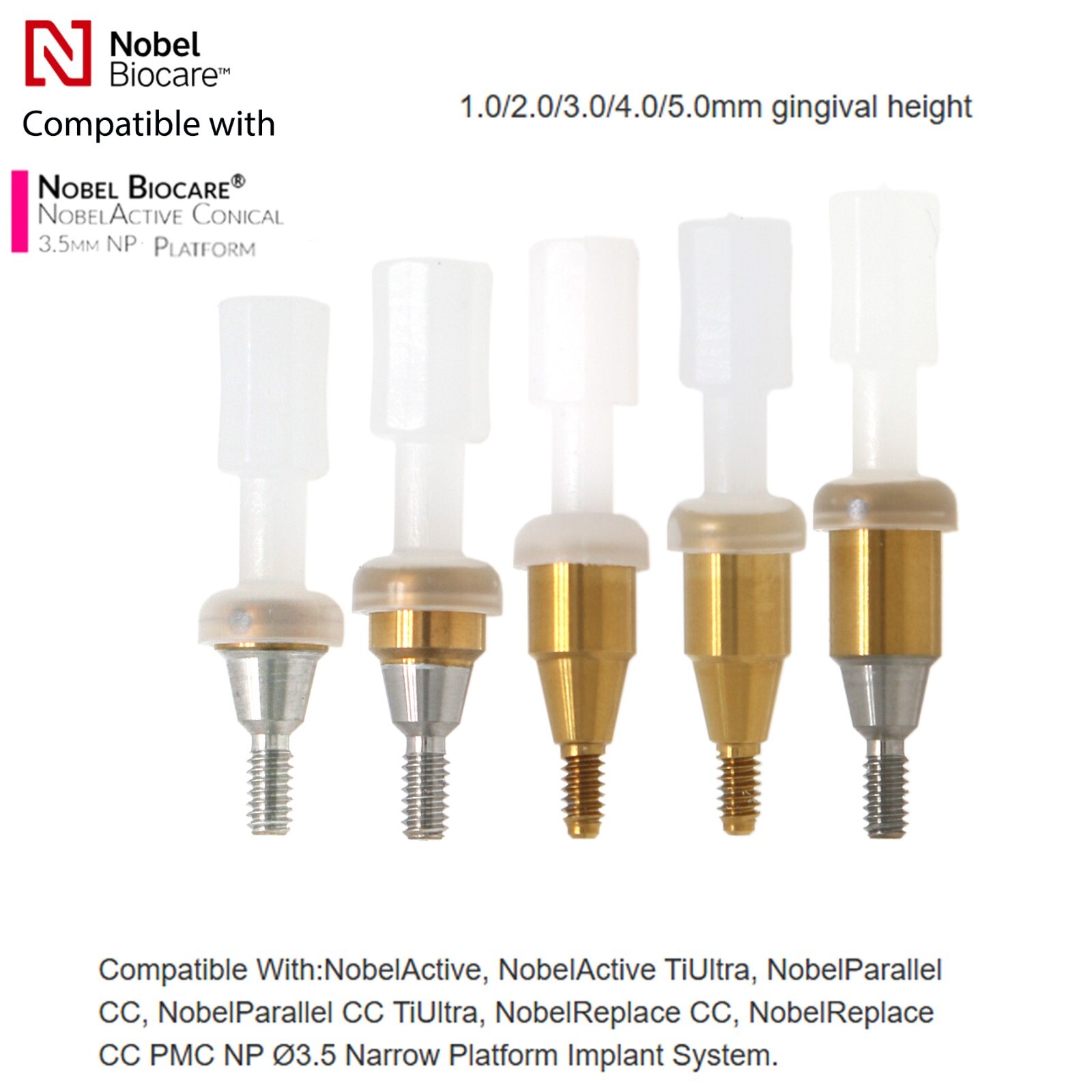 Nobel Biocare CC Hex Locator/Healing Cap Abutment Analog Impression Coping NP/RP
