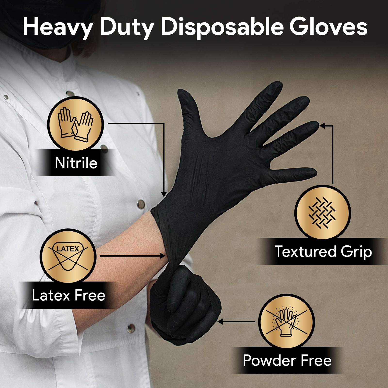 6 Mil Black Nitrile Gloves,Heavy Duty Mechanic and Food Grade Glove -Powder-Free
