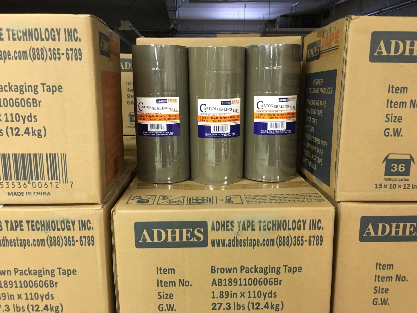 6 Rolls Premium Brown Carton Box Sealing Packing Tape 2.5 Mil Thick 2″x110 yard