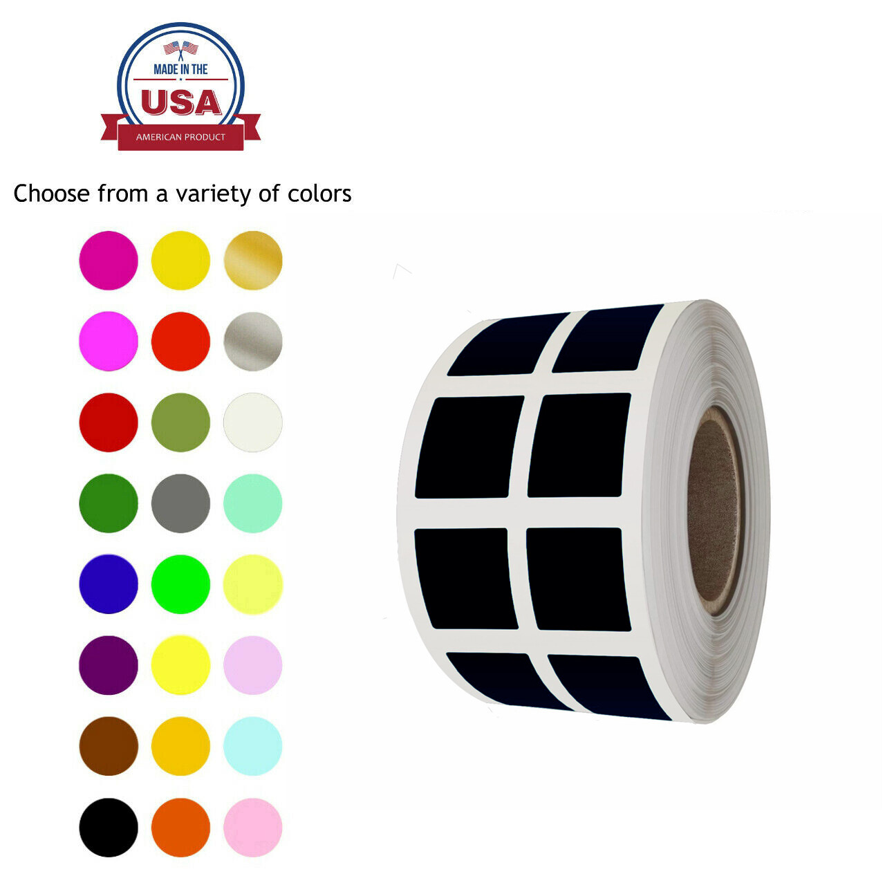 Colored Coding Stickers 1×1 Inch Square Labels in Rolls 1000 Pack