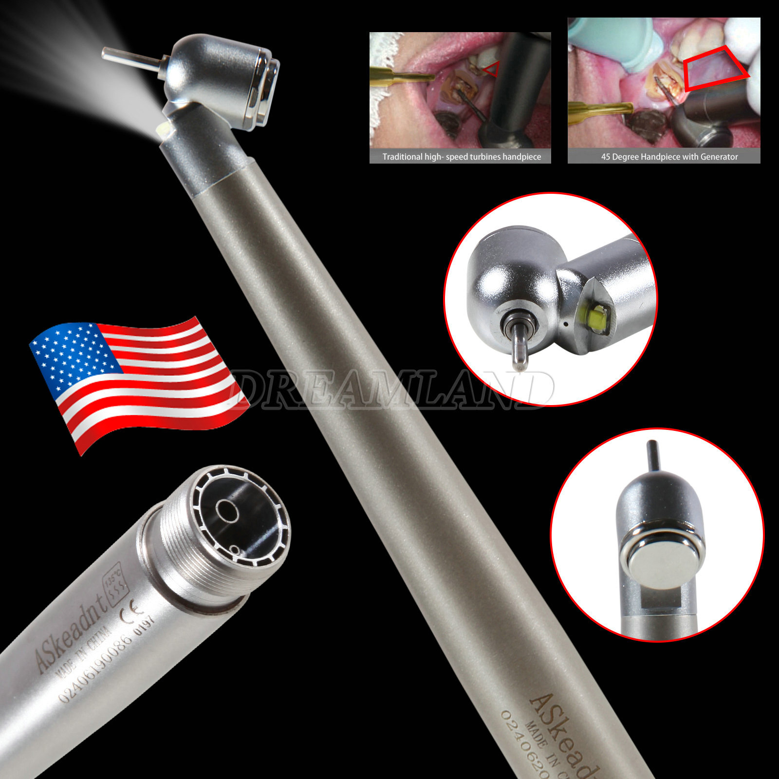 45° Surgical NSK PANA MAX Style Dental Pieza de mano alta velocidad 2Hole Borden