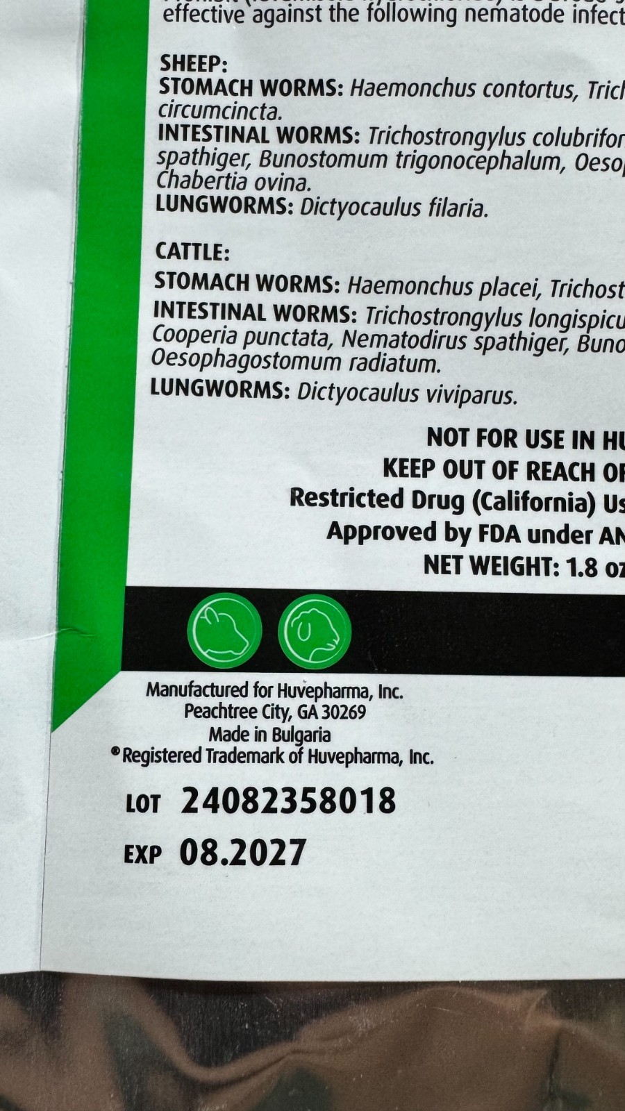 5 Packs Agrilabs Prohibit Soluble Drench Powder for Cattle and Sheep Exp:08/27