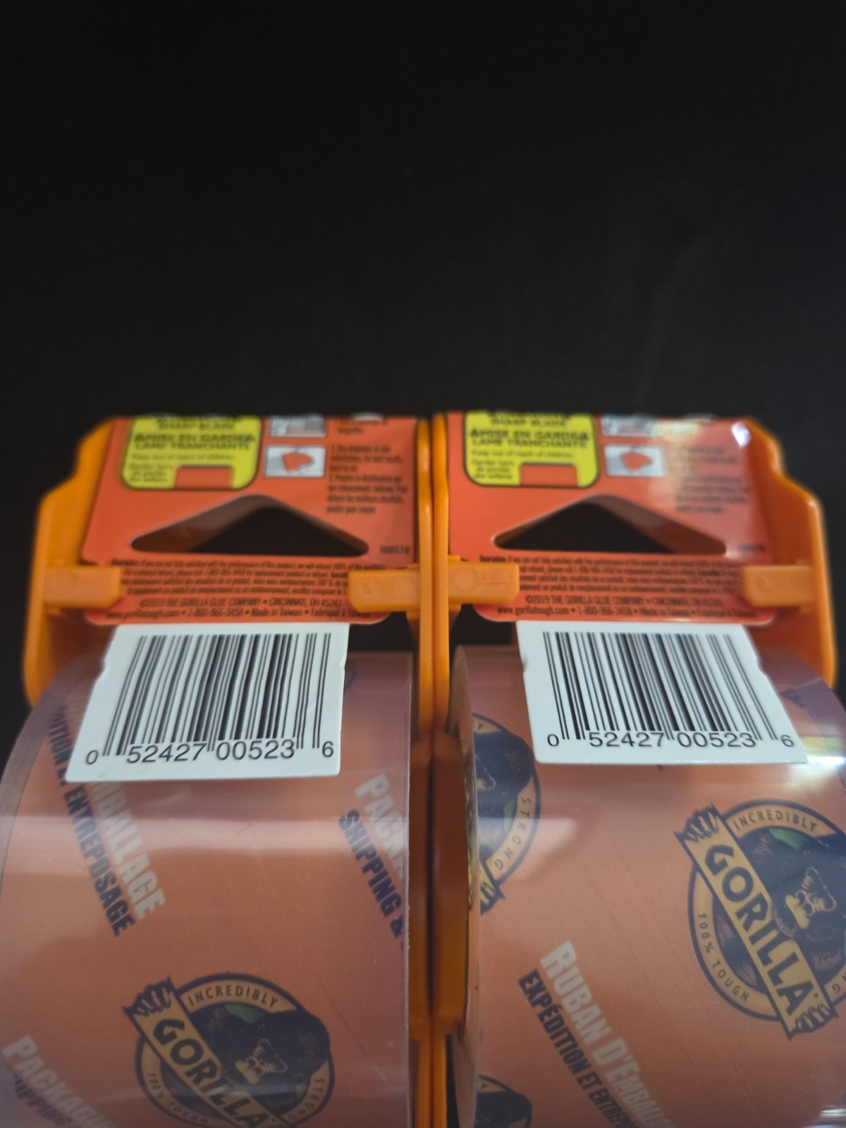 Gorilla Heavy Duty Packing Tape w Dispenser, 1.88″ x 25 yds., Clear, 2/Pack -NEW