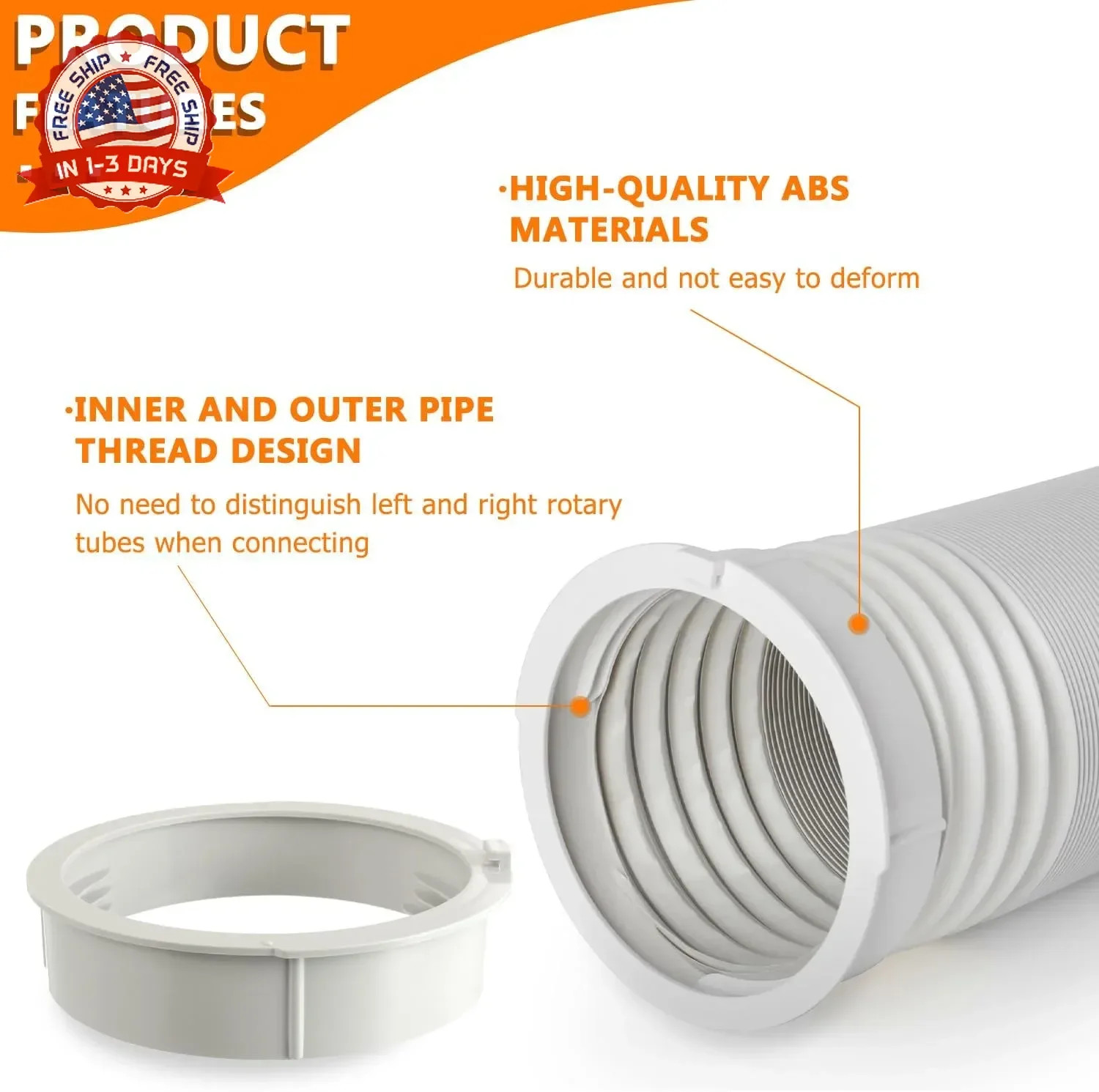 Portable AC Exhaust Hose Coupler 5.9 inch, Air Conditioner Unit Vent Tube Connec