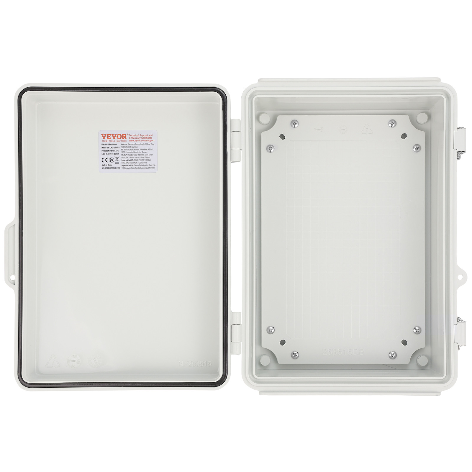 VEVOR Outdoor Junction Box 11.81×7.87×7.08 in ABS Plastic Electrical Enclosure