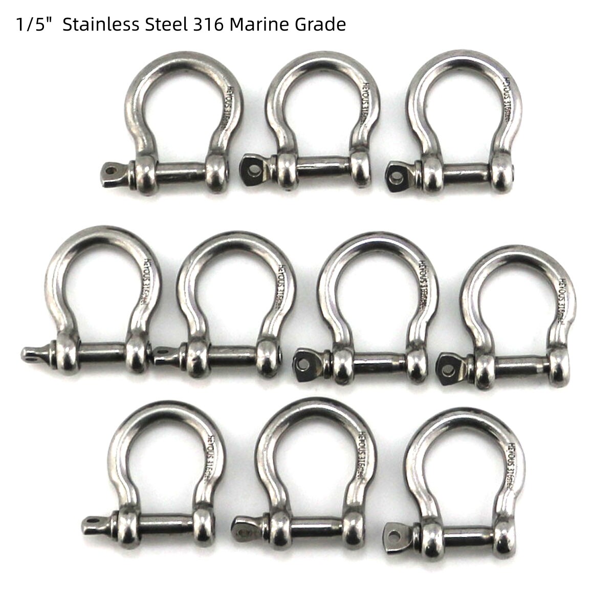 10 Pack 1/5″ Mini Shackle D Rings Stainless Steel Small Anchor Rigging Shackle
