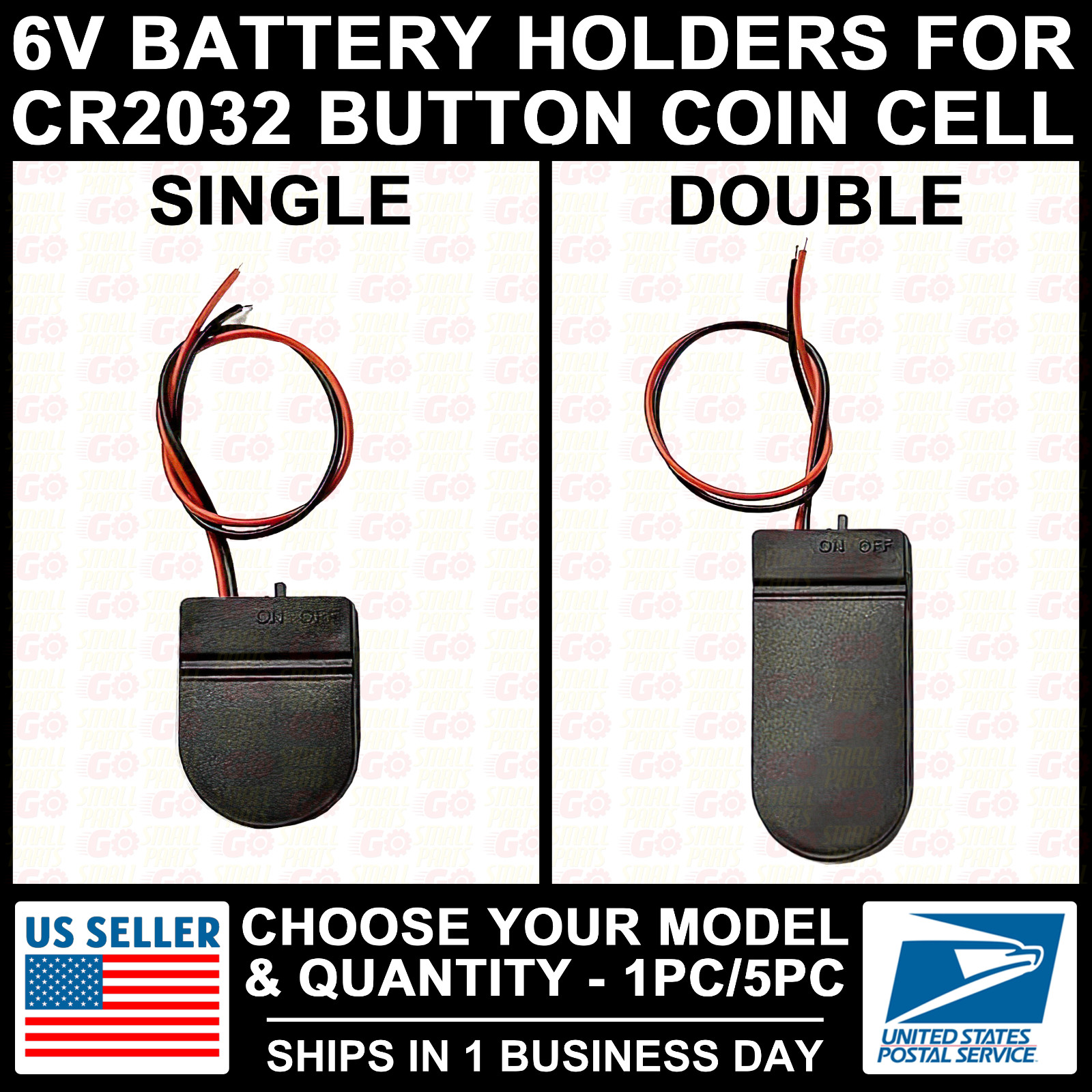 Battery Holder CR2032 Button Cell Case ON/OFF Switch Coin 6 Volt Output 2032 6V