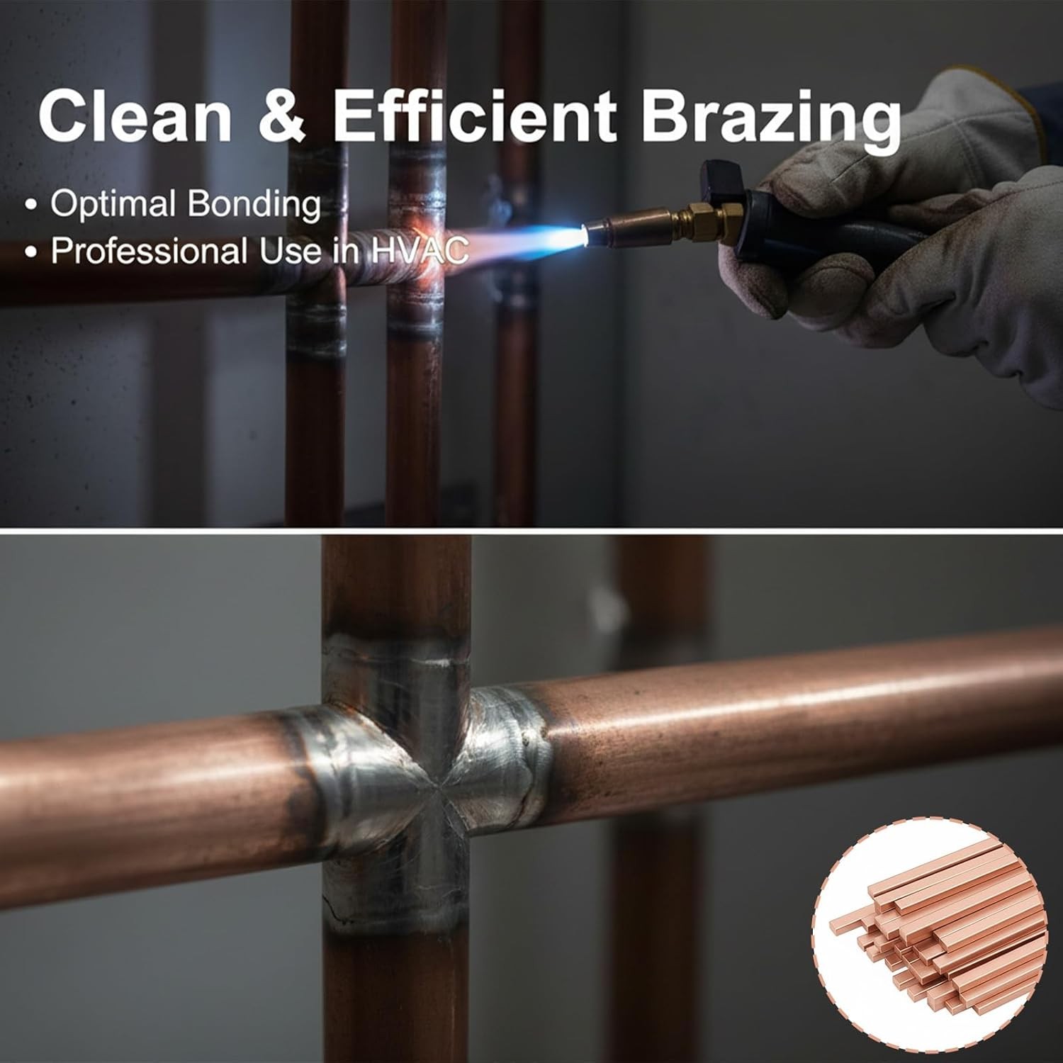 40 Sticks 15% Silver Brazing Rods – Flat Phos Copper Welding Rods for HVAC, Air