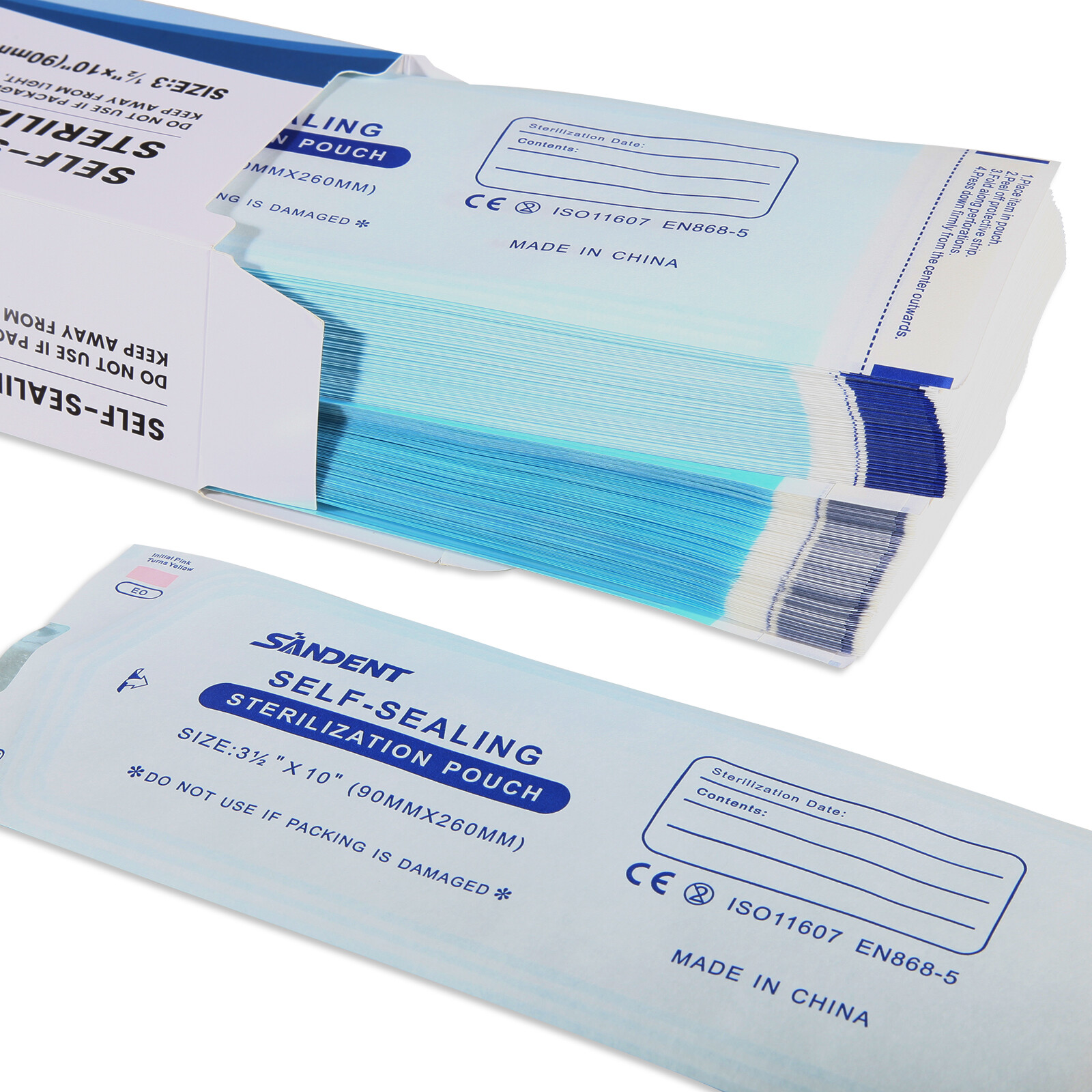 200Pcs/Box Dental Disposable Self-sealing Sterilization Pouches Autoclave 3.5*10