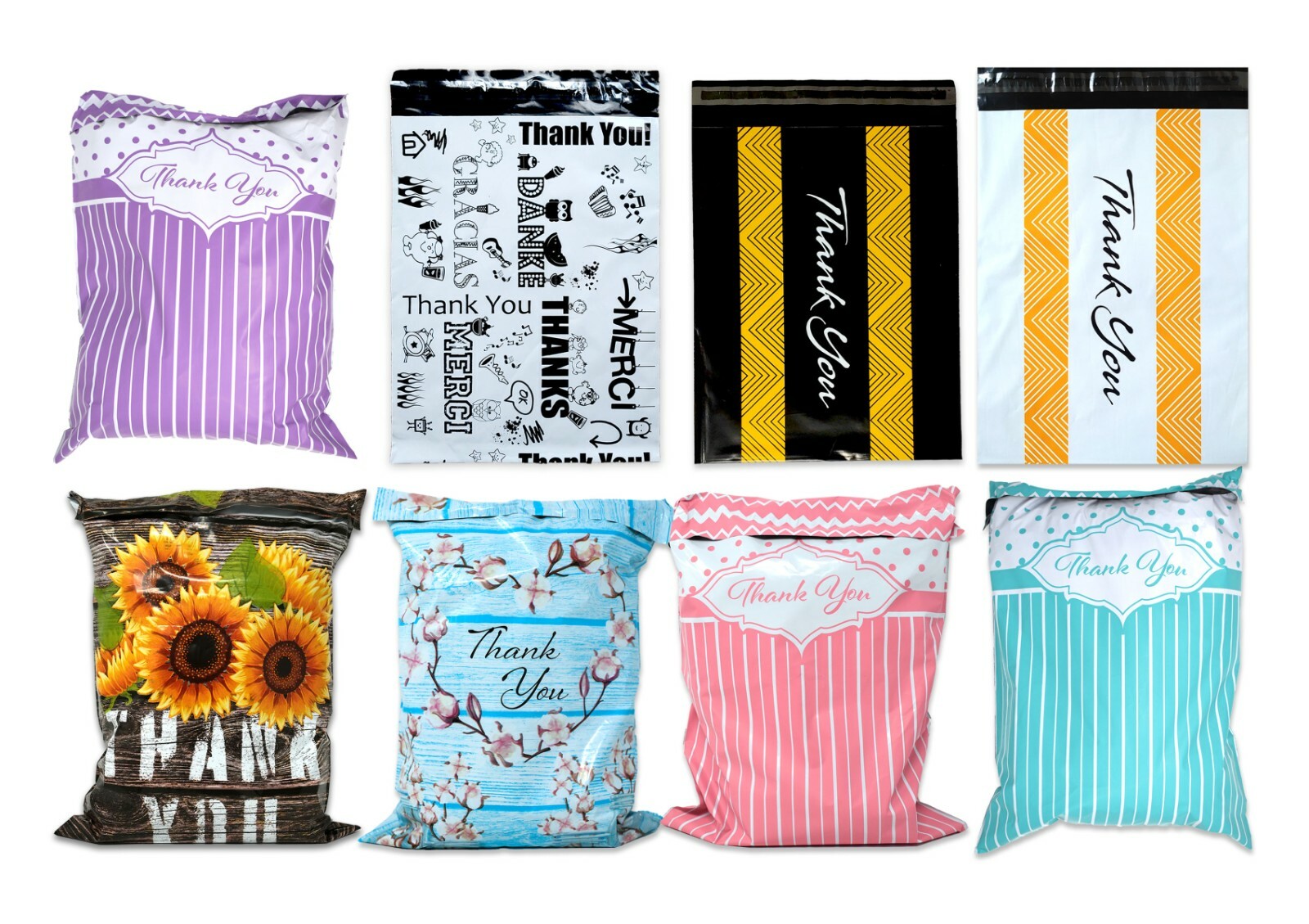 Ultimate Thank you Collection Design Poly Mailers 10×13″ Combo! Shipping Mailing