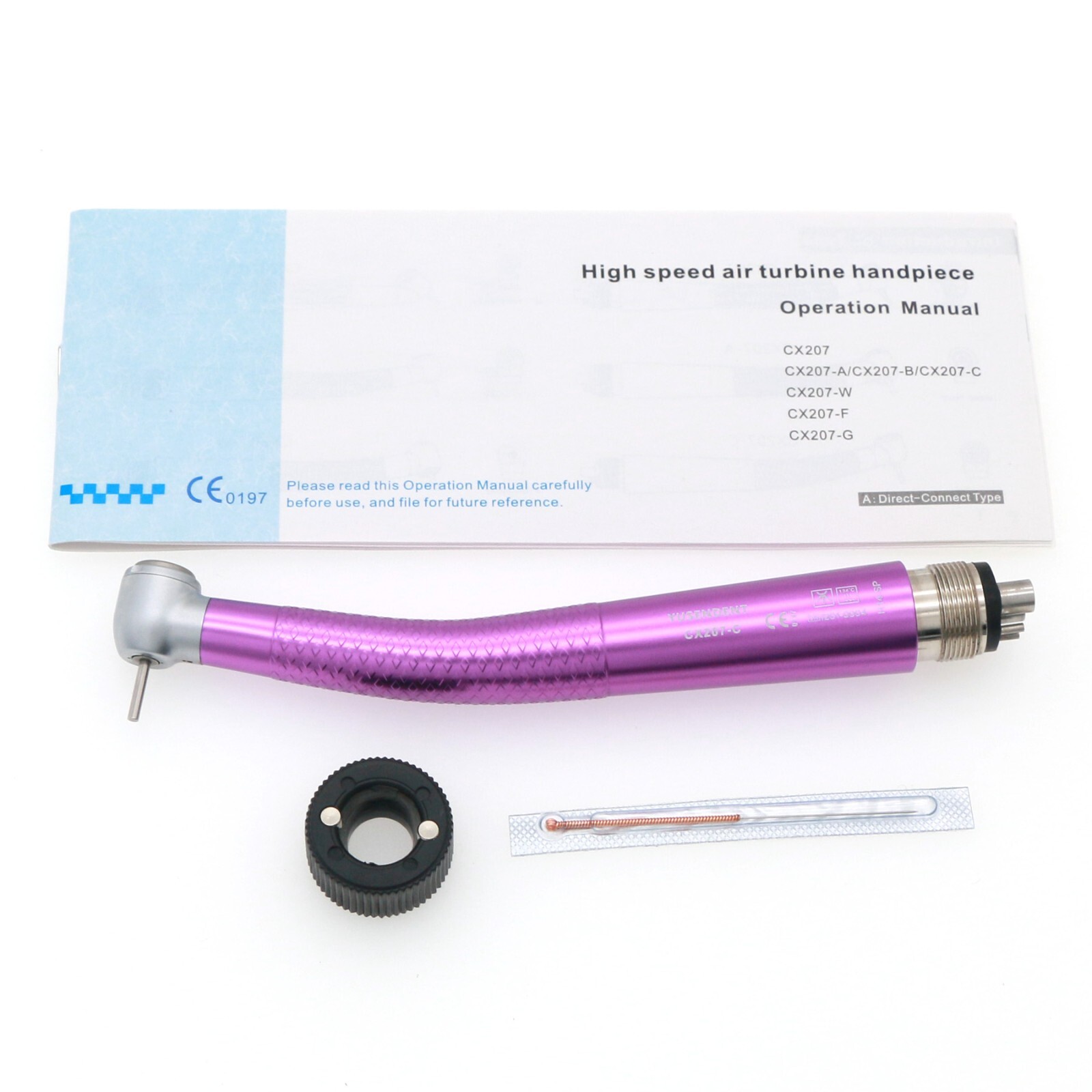 US COXO Dental High Speed 4 Holes Air Turbine Push Button Handpiece CX207-Purple