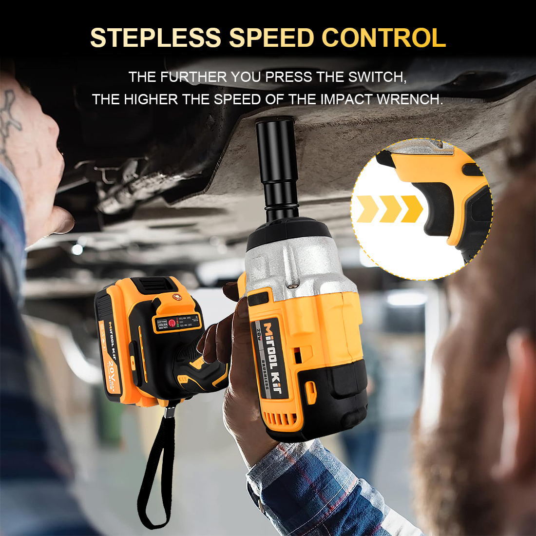 1/2″ Electric Wrench Cordless Brushless Impact Rattle Gun Drill Kit 2 Battery