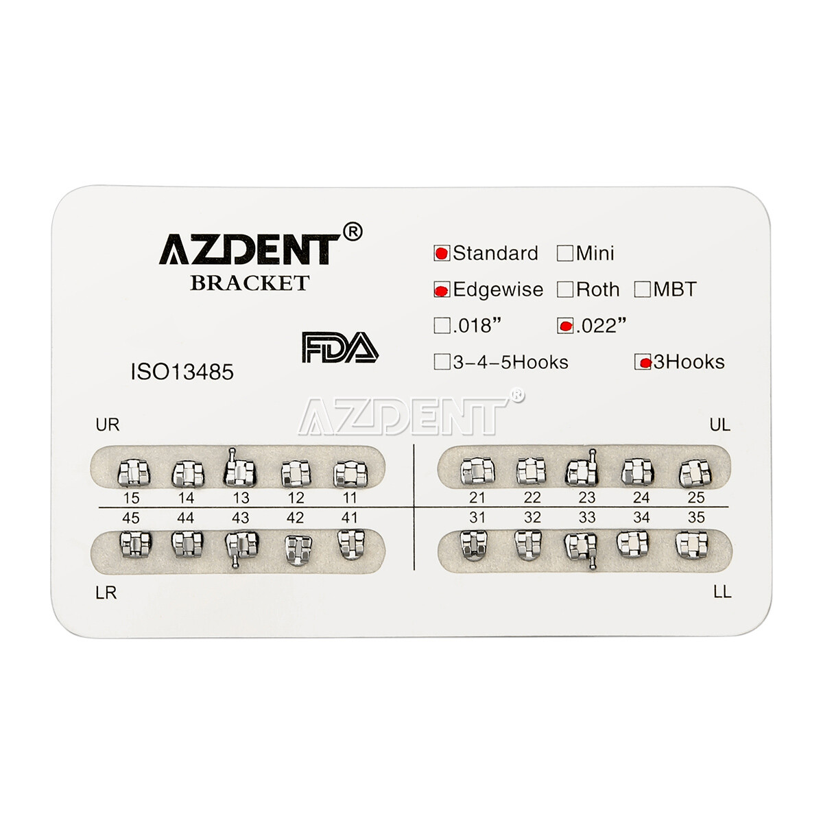 20pcs/pack Dental Orthodontic Brackets Braces Standard Edgewise Slot.022 Hooks 3