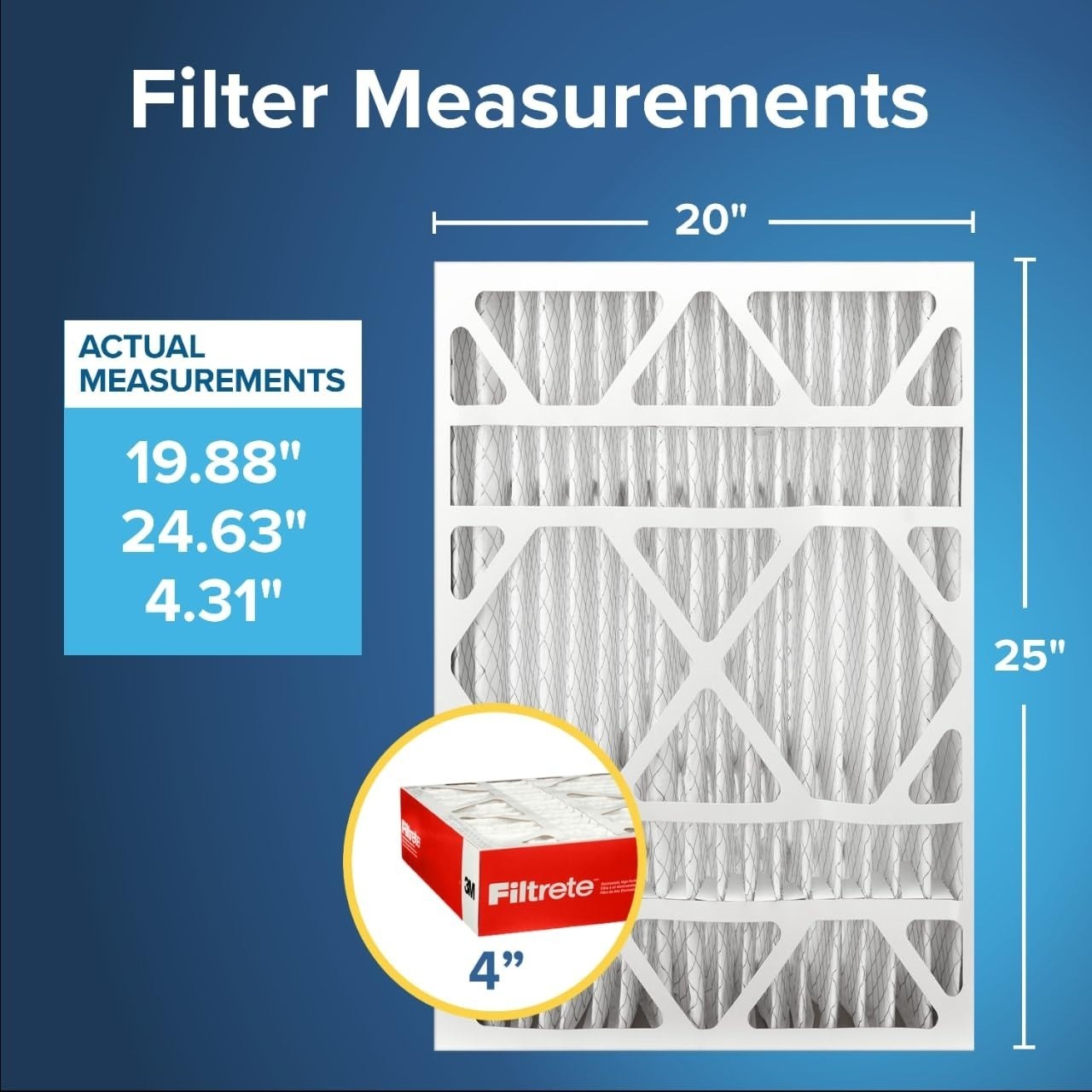 Filtrete 20x25x4 Air Filter MERV 11, 2-Pack, HVAC Compatible