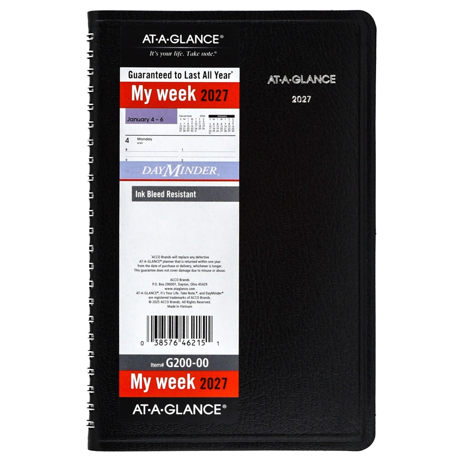 2026 At-A-Glance DayMinder G200-00 Weekly Appointment Book, 5 x 8″