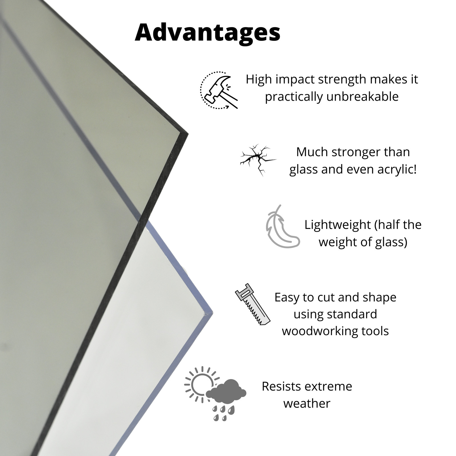BuyPlastic Clear Polycarbonate Plastic Sheet 3/8″ x 24″ x 48″ , Lexan panel