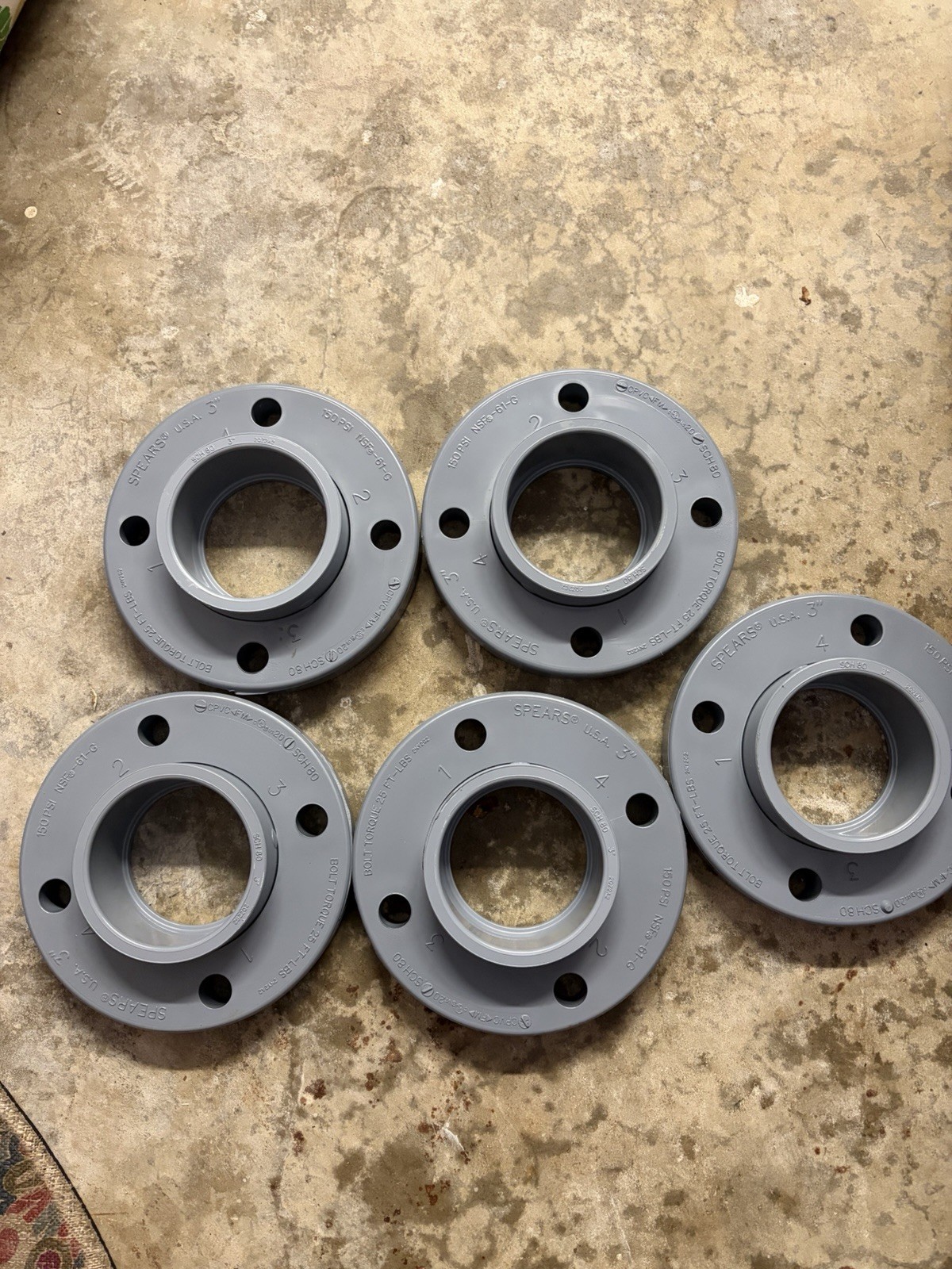 3” Spears Schedule 80 CPVC Vanstone Slip Flanges Lot Of 5 854-030C