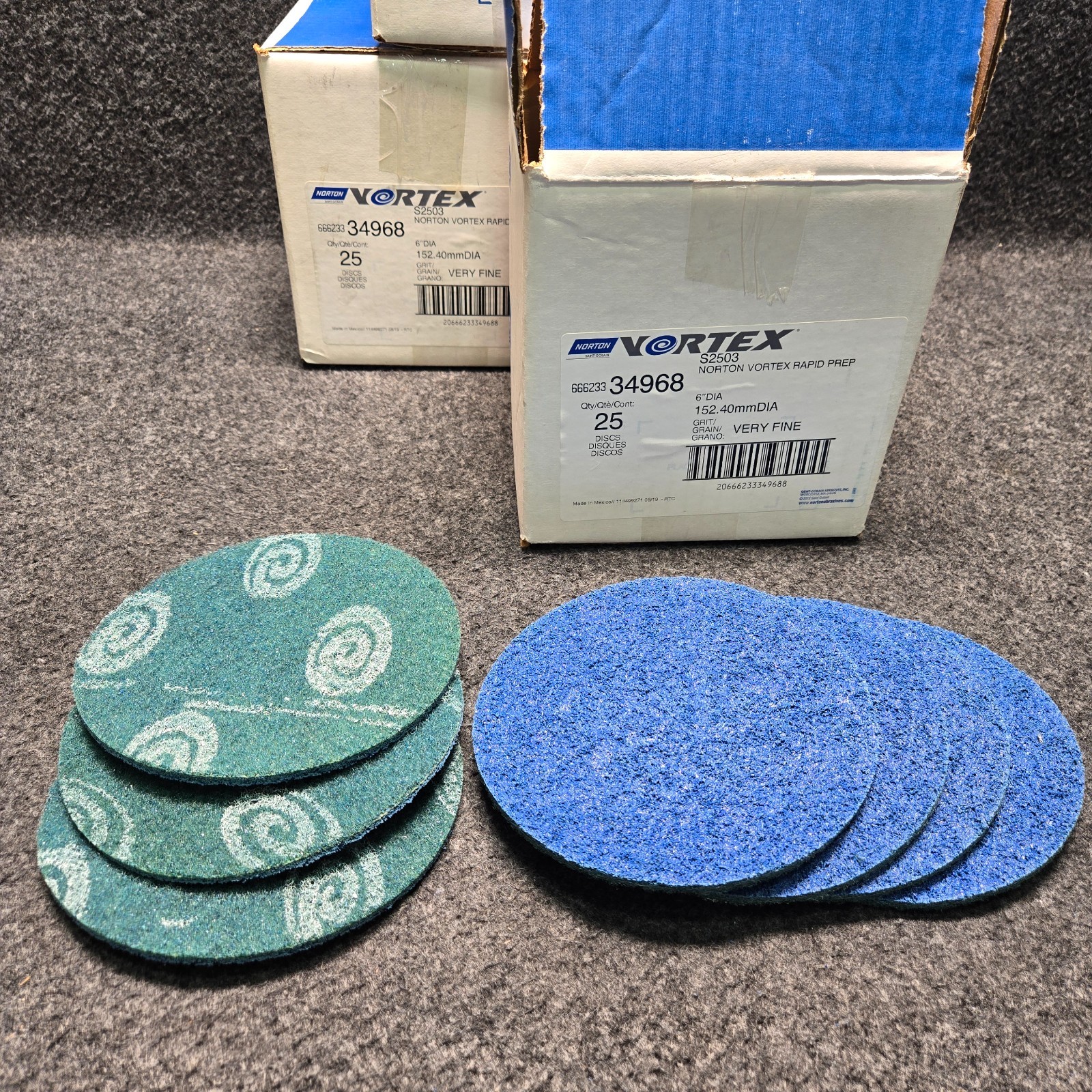 250- Norton 6 In. Disc Vortex Rapid Prep Very Fine Grit Metal Deburring Cleaning