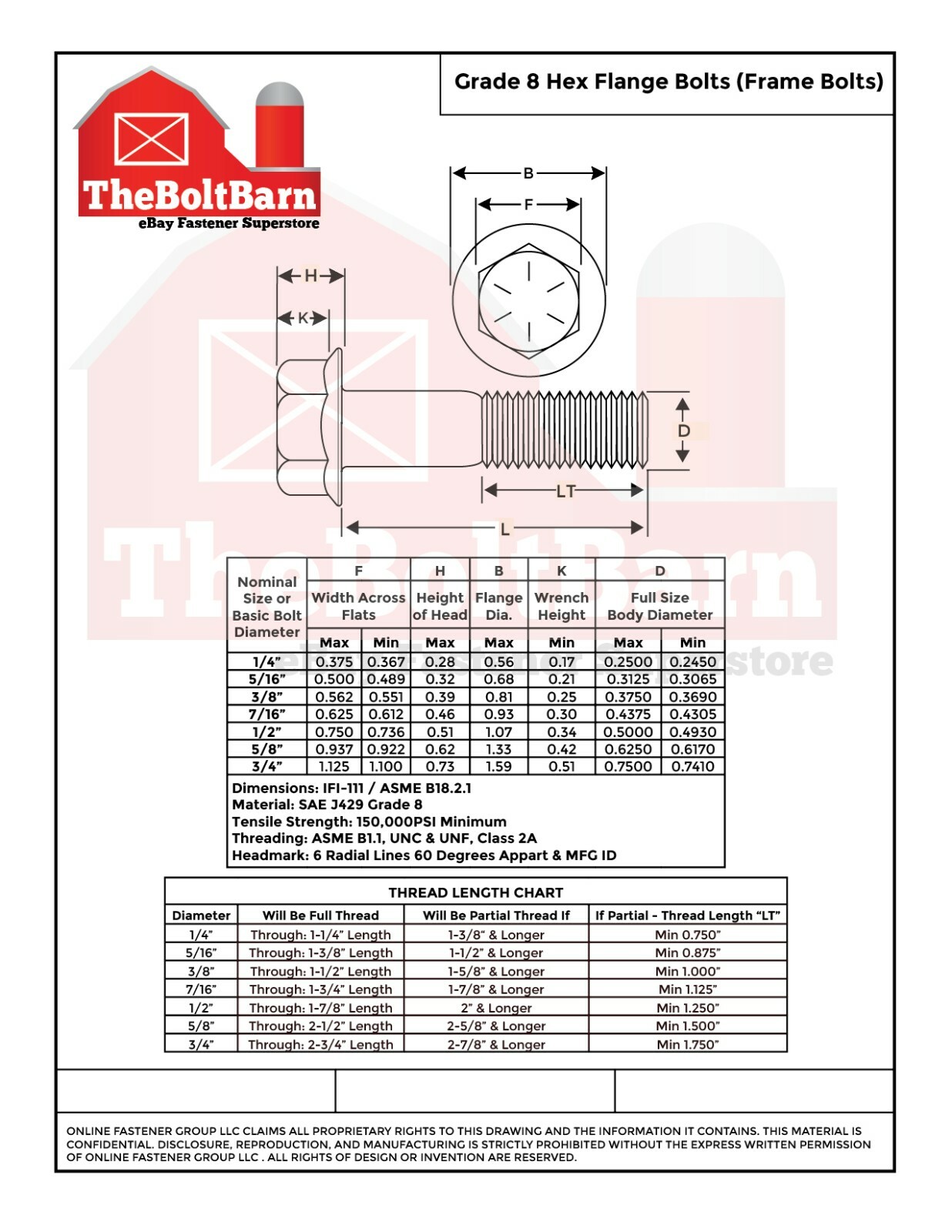 5/8″-11 Grade 8 Hex Flange Screws Frame Bolts Phos Oil (Pick Length & Qty)