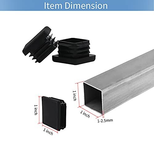1 1×1 Square Tube End Cap Plastic Plugs 12 Pack, 1×1 1 Inch Square Tubing Plug
