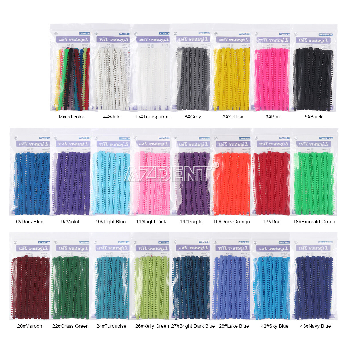 Dental Ortho elásticos cadena látex ligadura elástica bandas para soportes Ties