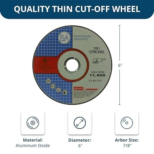 6″ Aluminum Oxide Type 1 Cut Off Wheels, 25-Count