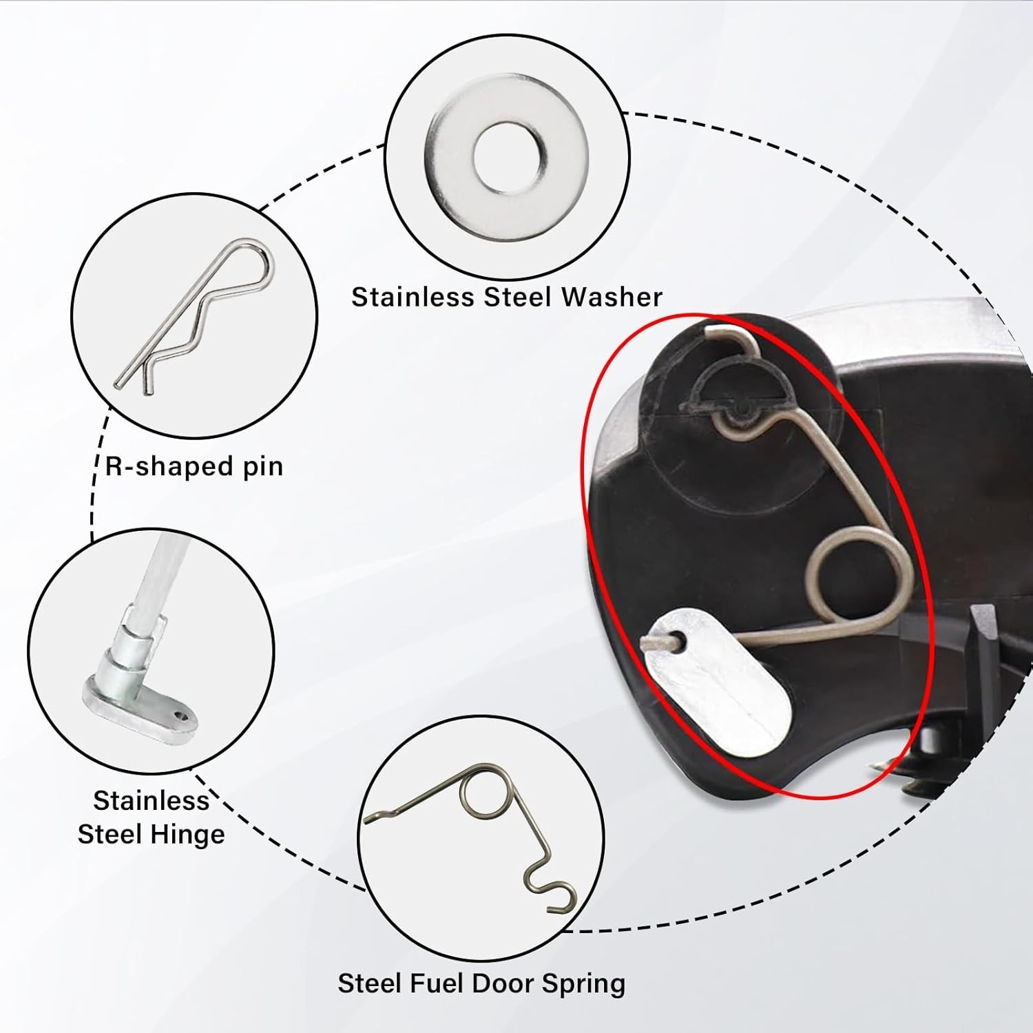 Fuel Door Hinge Pin with Gas Door Spring, for 2015-2024 F150 Loose Gas Cap Pe…