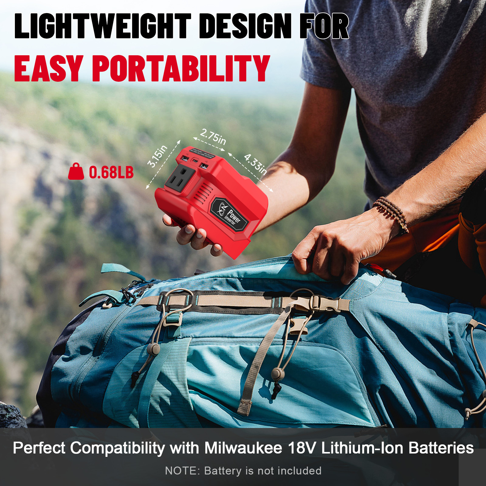 Power Inverter & Voltage Regulator Set Compatible with Milwaukee 18V Battery