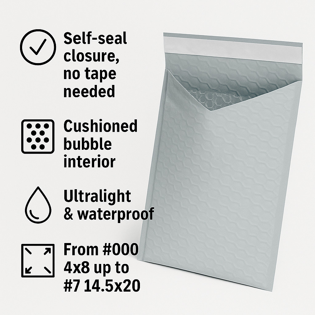 ANY SIZE POLY BUBBLE MAILERS SHIPPING MAILING PADDED BAGS ENVELOPES SELF SEAL