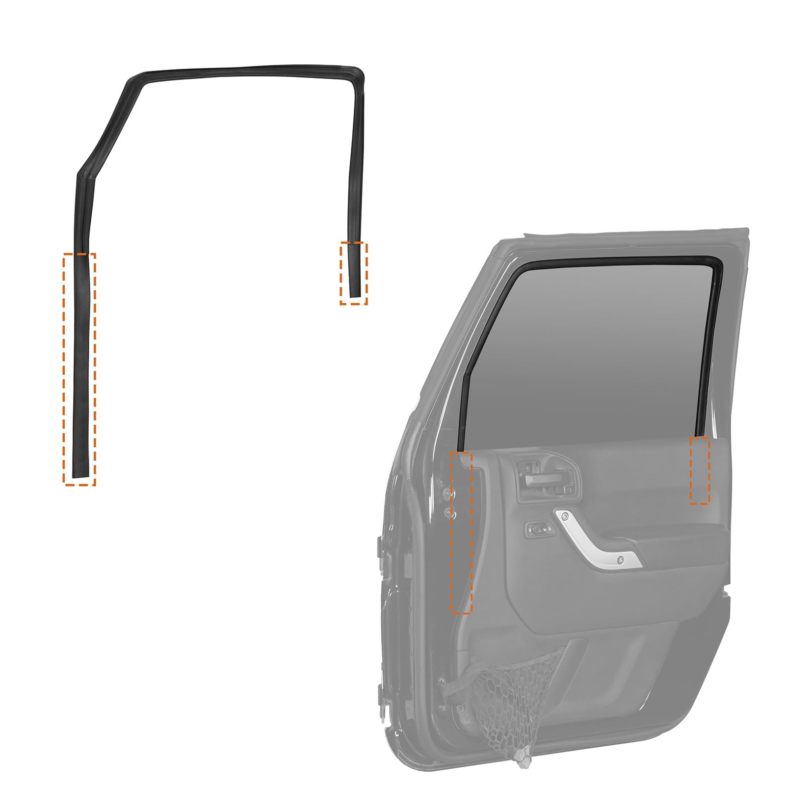 Hooke Road Wrangler Front Door Glass Weatherstrip Seal Passenger Side for 2007-2