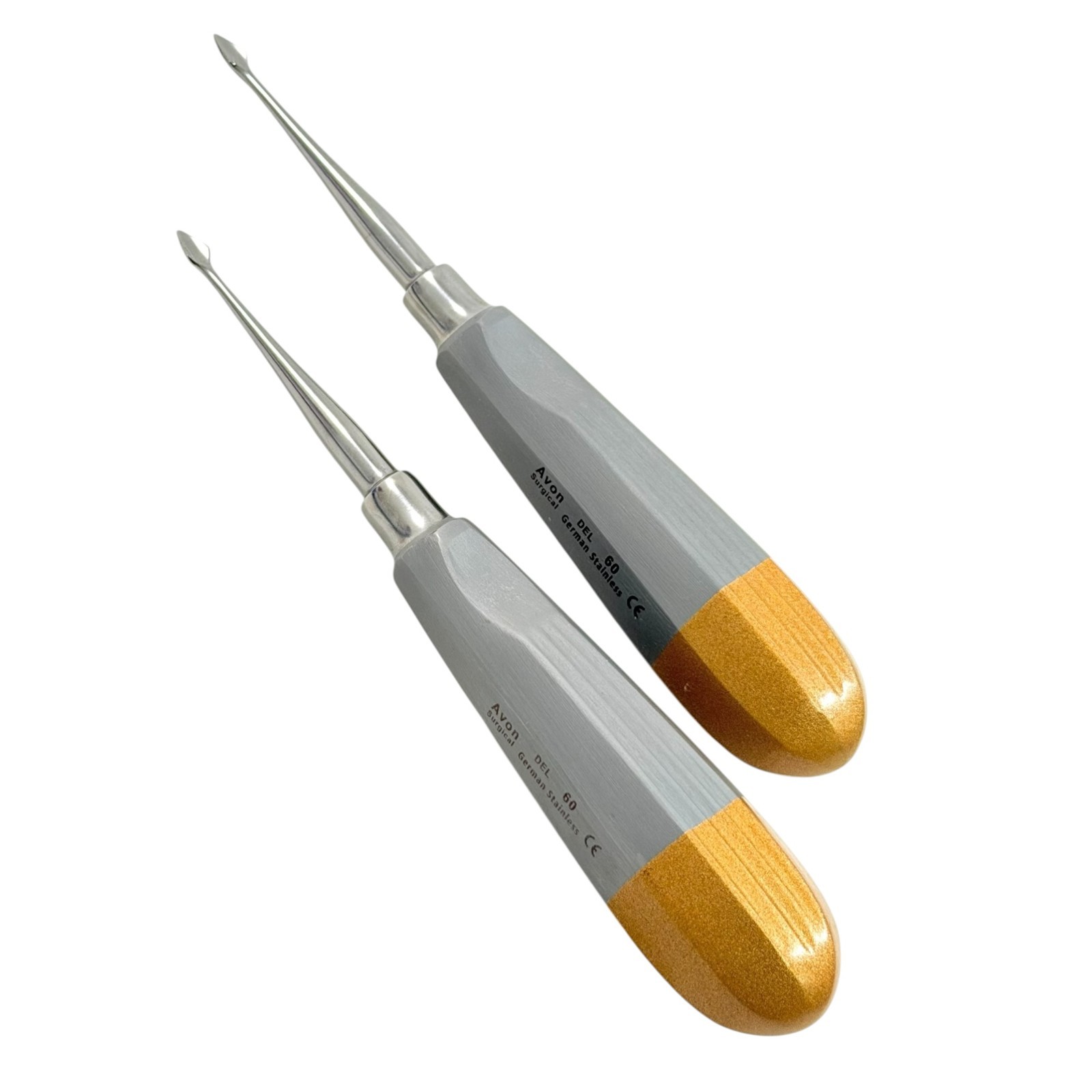 2 EA German Dental Tooth Surgery Straight Spade Concave Root Tip Elevator #60