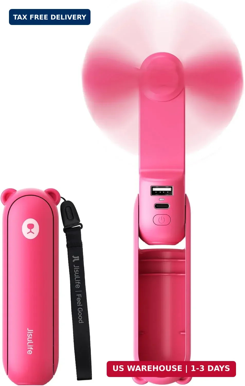 3 in 1 Handheld Mini Fan USB Rechargeable Power Bank Flashlight Travel