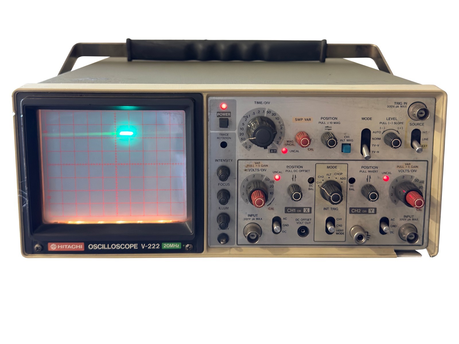 Hitachi V-222 20MHz Dual Channel Analog Oscilloscope Benchtop Scope – Tested