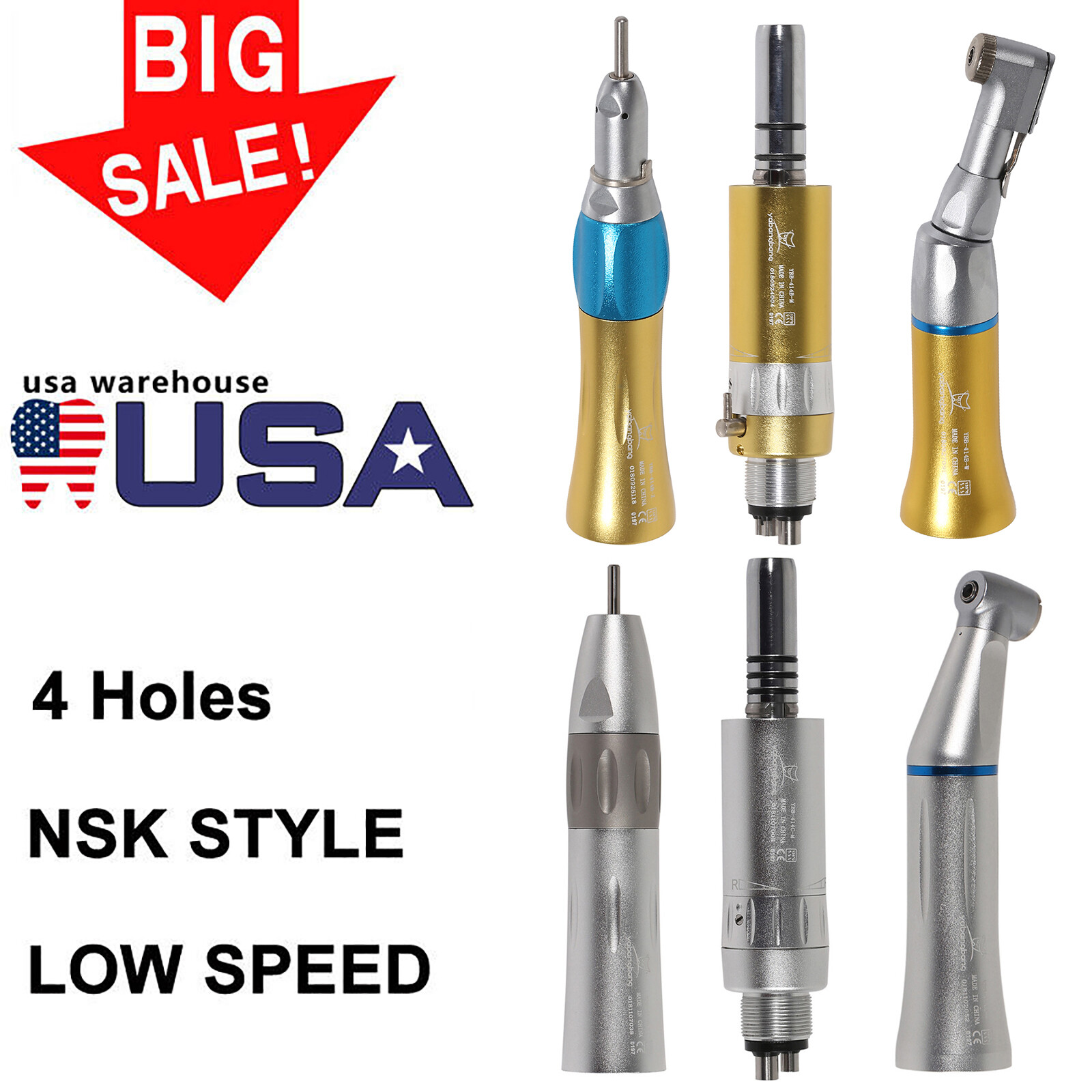 Dental Straight low Speed Handpiece 4-H Motor Contra Angle Inner /External TXO