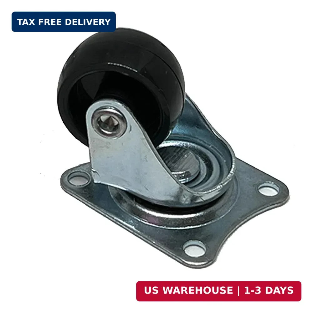 4 Pack Quiet 1″ Rubber Wheels with Plate Mount – Perfect for Trolleys & Carts