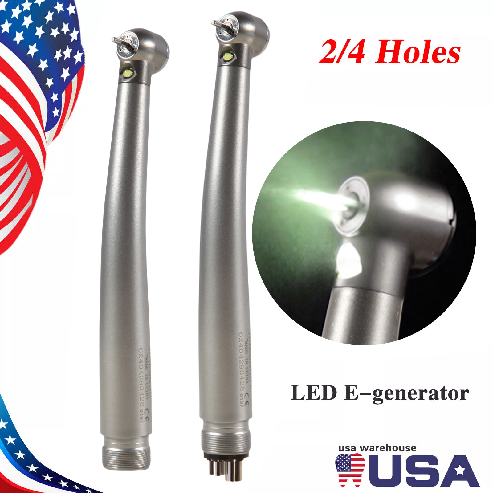 Pieza de mano LED turbina alta velocidad fibra óptica dental estilo NSK 2/4 Hole