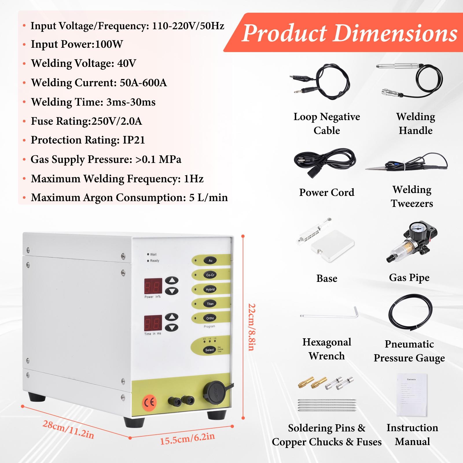 110V Permanent Jewelry Welder Kit, Jewelry Welding Machine with Welding Torch