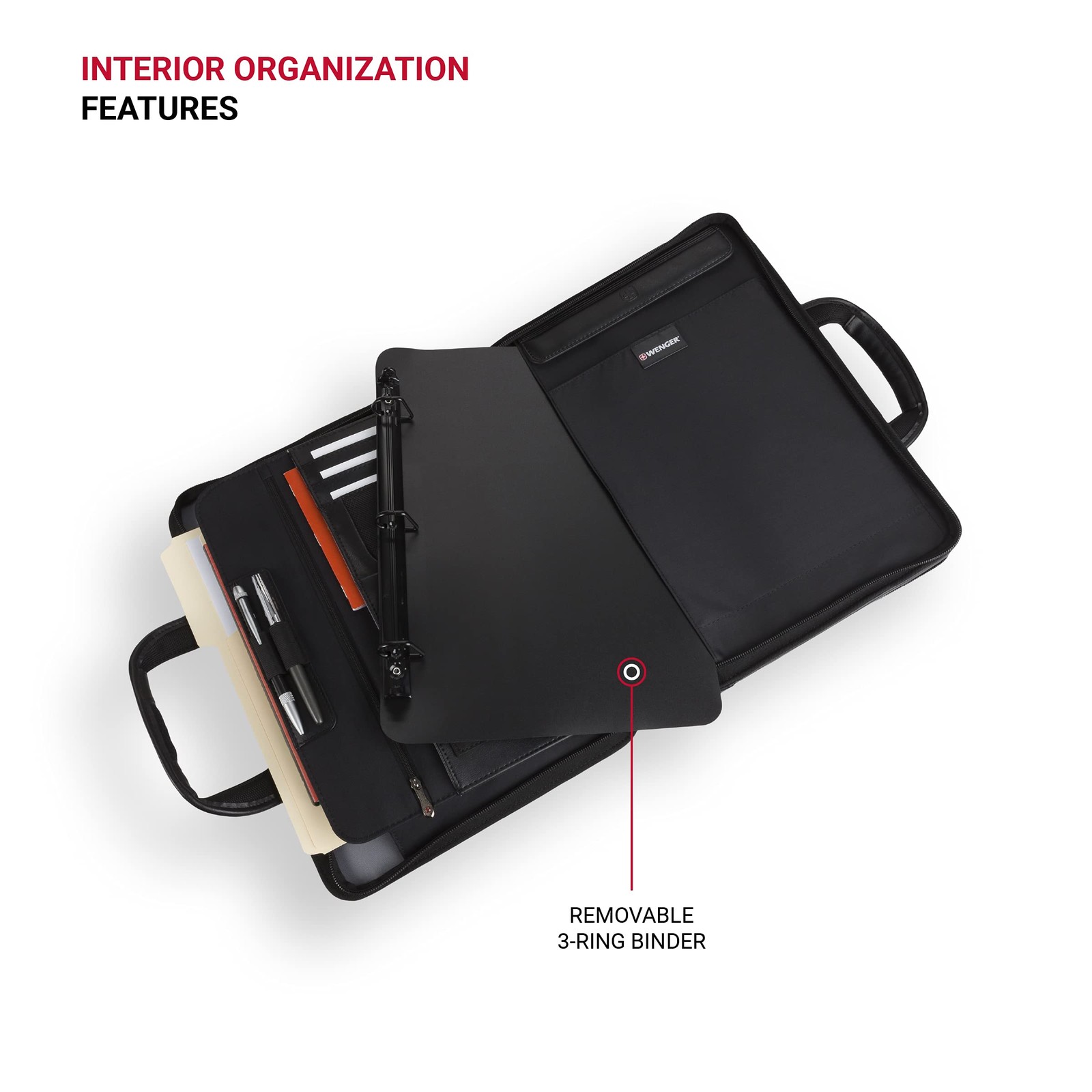 Luggage Proxy Zippered Laptop Presentation Padfolio, Black, 14inch 601675