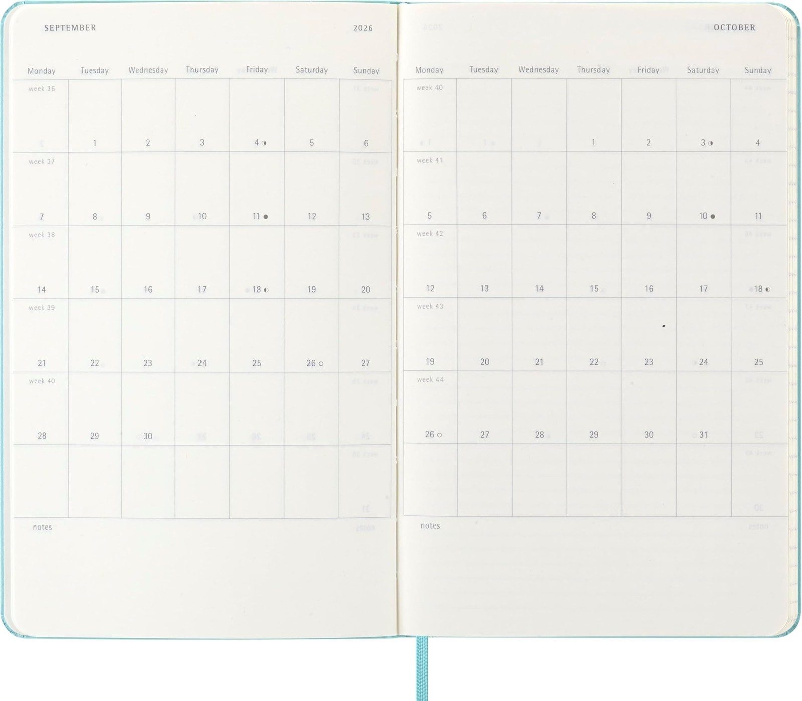 Classic 18 Month 2025-2026 Weekly Planner, Hard Cover, Large (5″ x 8.25″), Aq…