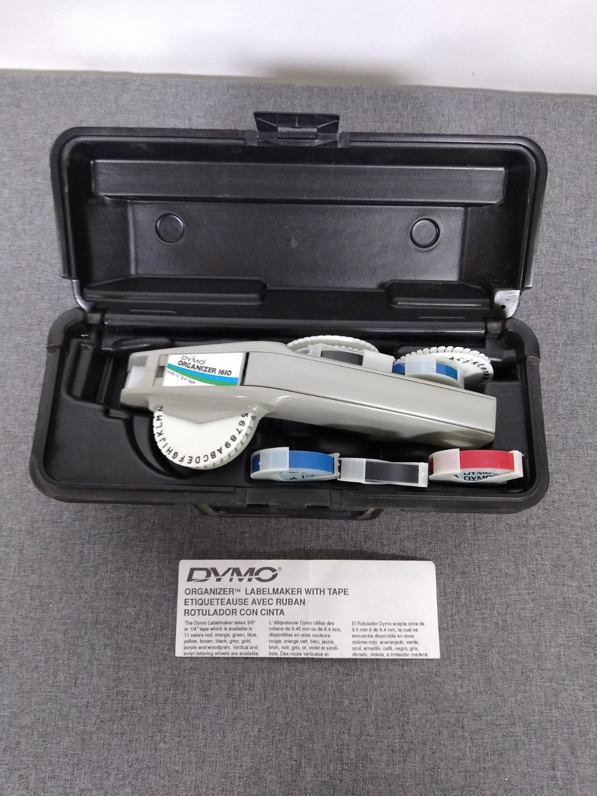 Dymo Organizer 1610 Label Maker, Unused, w/Case & 5 rolls of labels