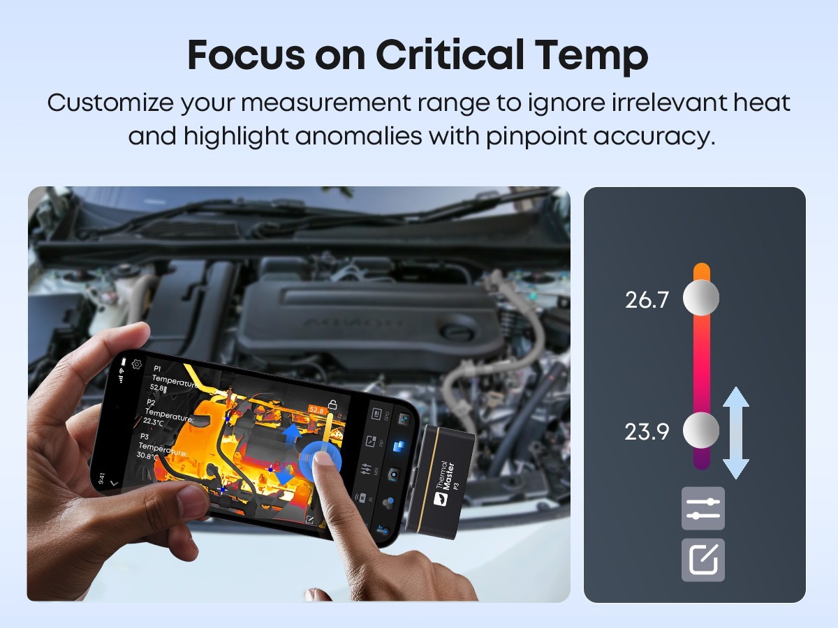 P3 Thermal Camera for iPhone&Android Phone 512*384 X³Resolution 600℃ Macro Lens