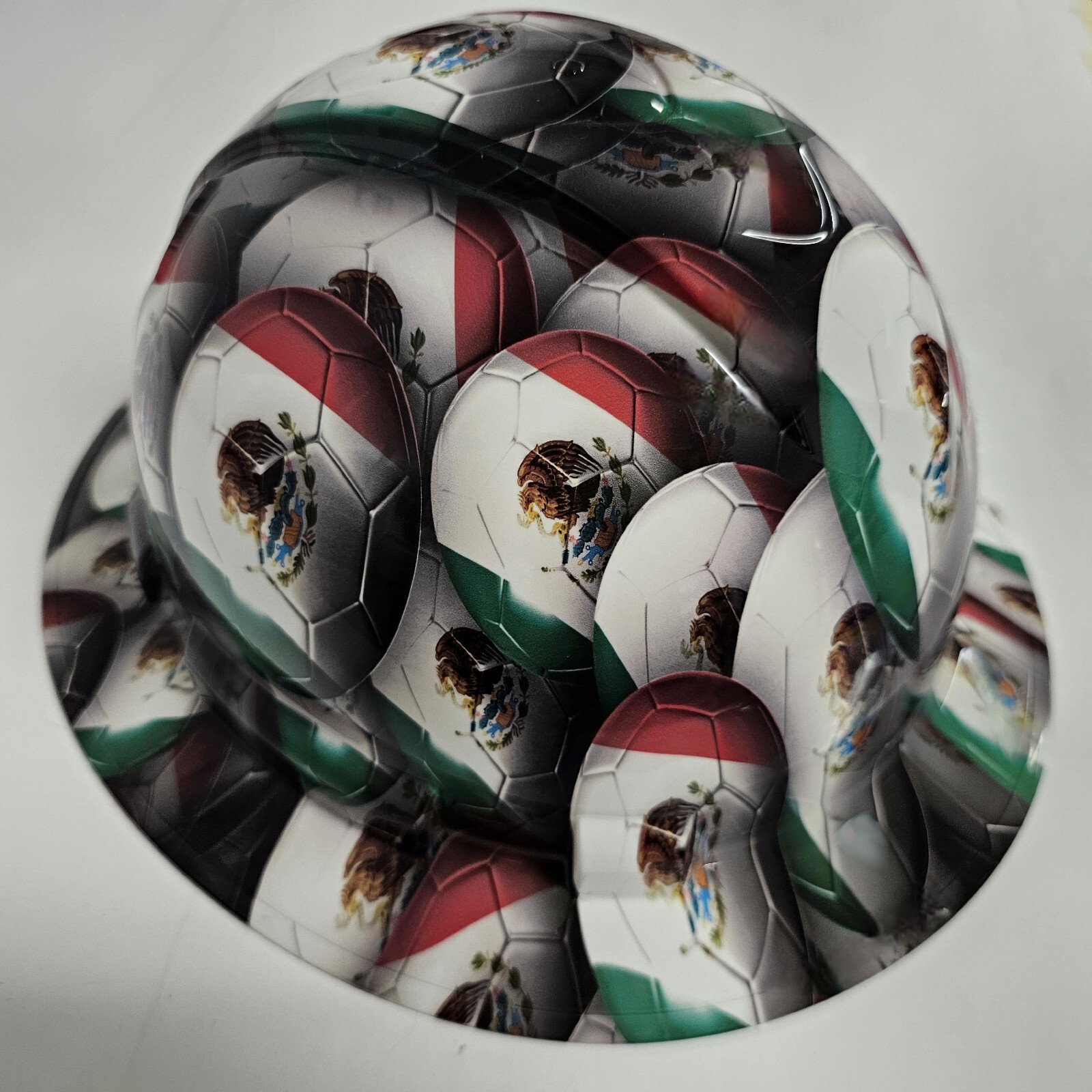 full brim hard hat custom hydro dipped IN MEXICO MEXICAN SOCCER BALLS NEW