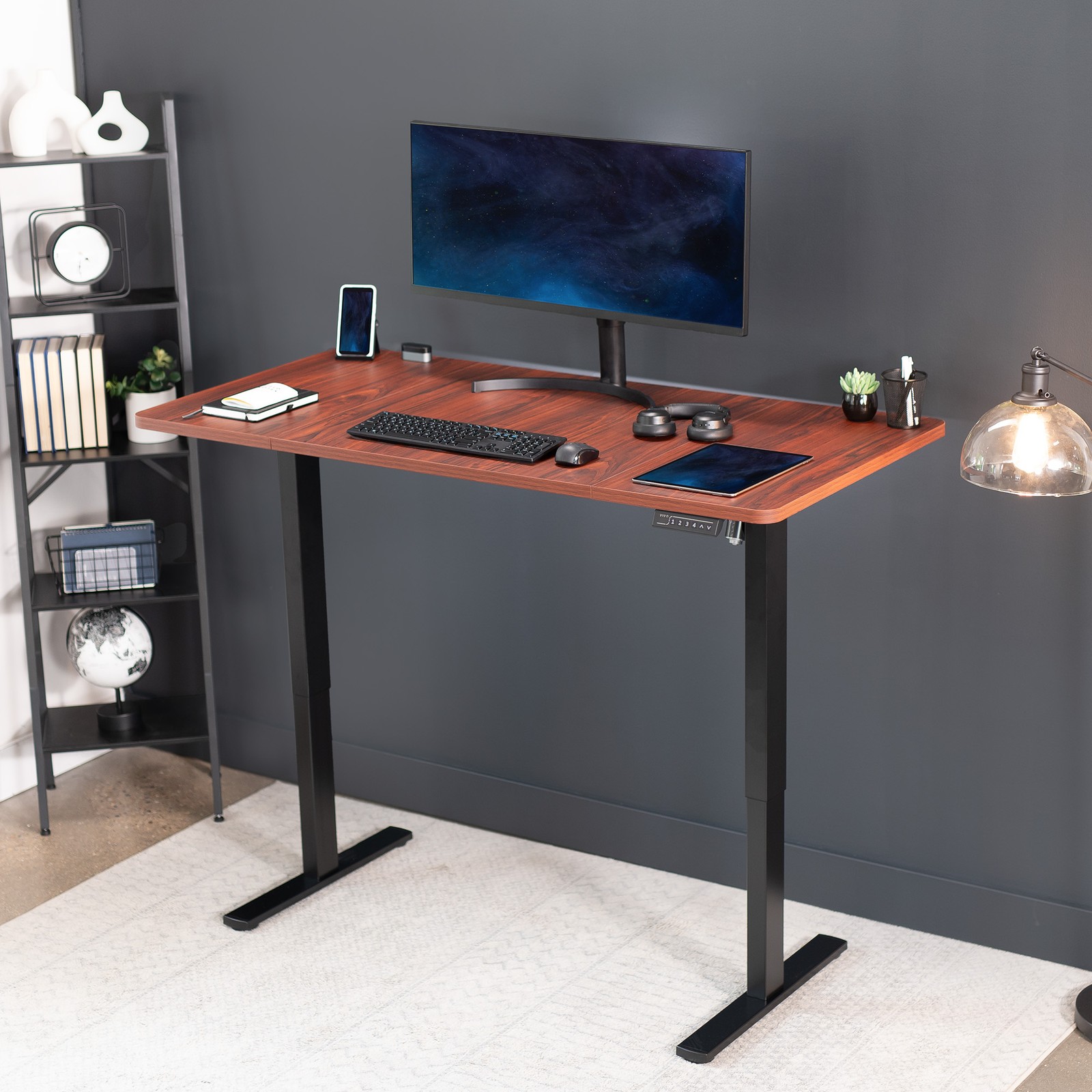 VIVO Dark Walnut 60 x 30 inch Universal Table Top for Sit to Stand Desk Frames